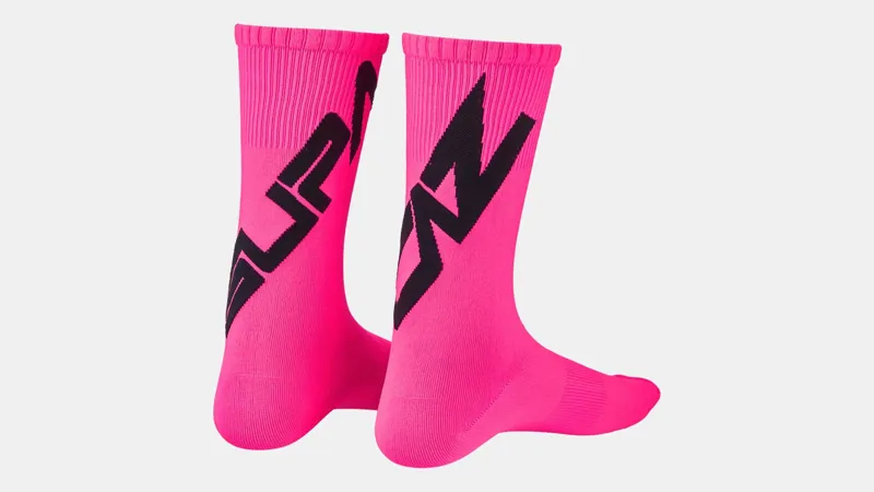 Specialized Supacaz SupaSox Twisted Socks in Black/Neon Pink