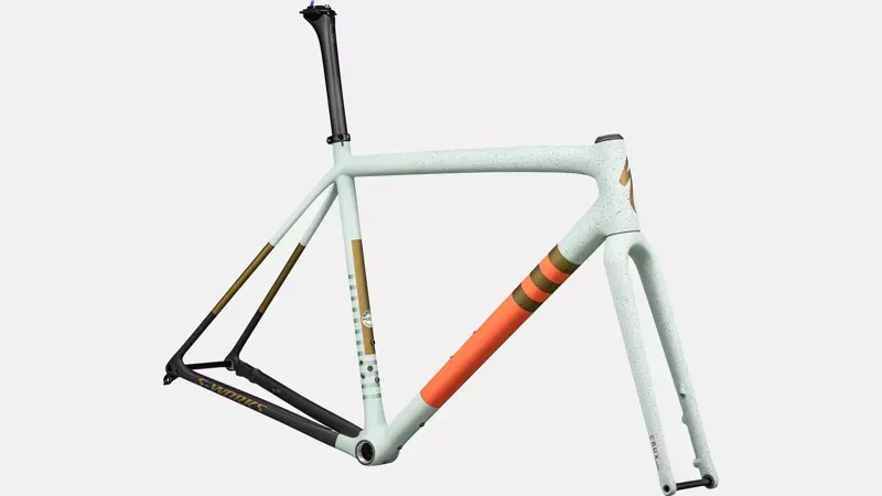 Specialized S-Works Crux Gravel Bike Frameset In Satin White Sage/Cactus Bloom/Midnight Shadow Speckles-1