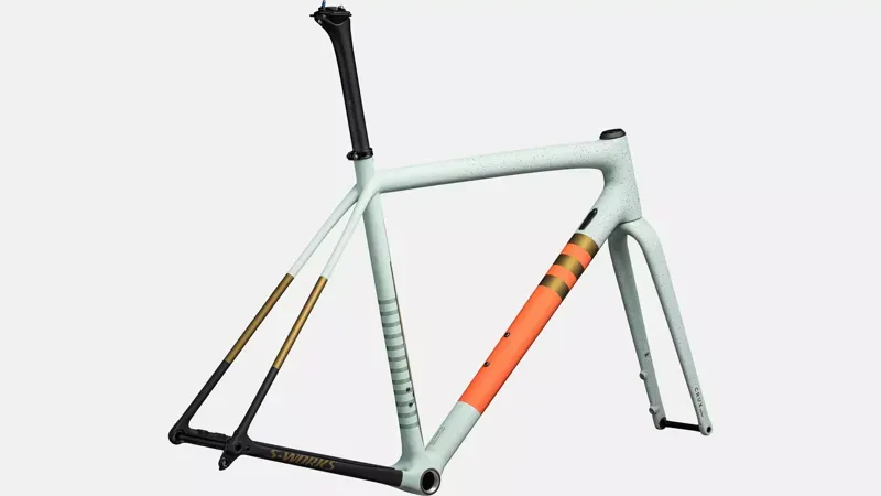 Specialized S-Works Crux Gravel Bike Frameset In Satin White Sage/Cactus Bloom/Midnight Shadow Speckles-2